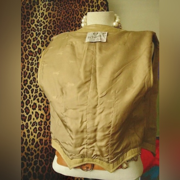 Ultra RARE Vintage GUCCI Leather VEST Statement Wardrobe Retro Mod 1960's GG Sm - Picture 7 of 9